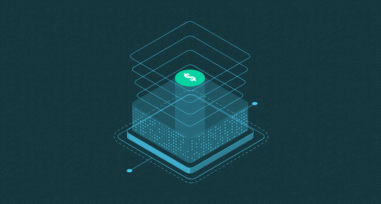 Illustration of a platform drawn as stacked layers over a base of servers.